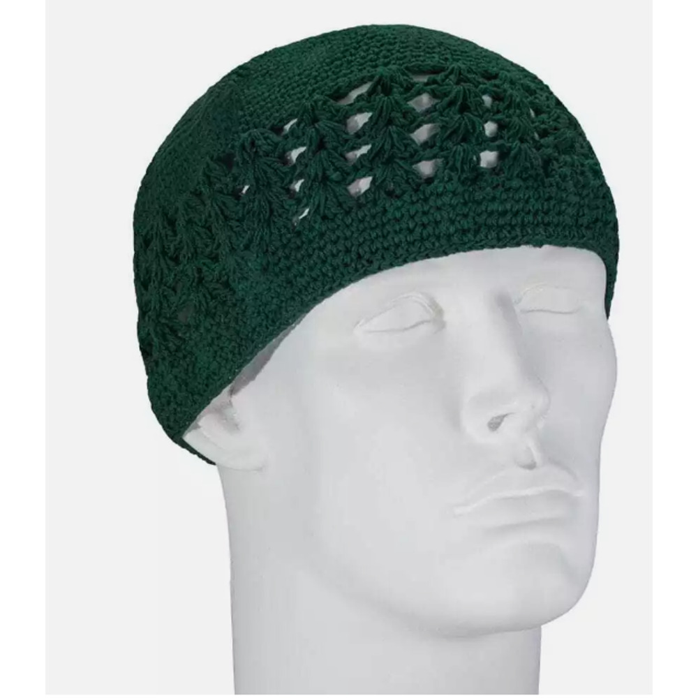 SALE NEW - Hunter Green Dual Weave Kufi - Prayer Cap - 288pcs - CASE